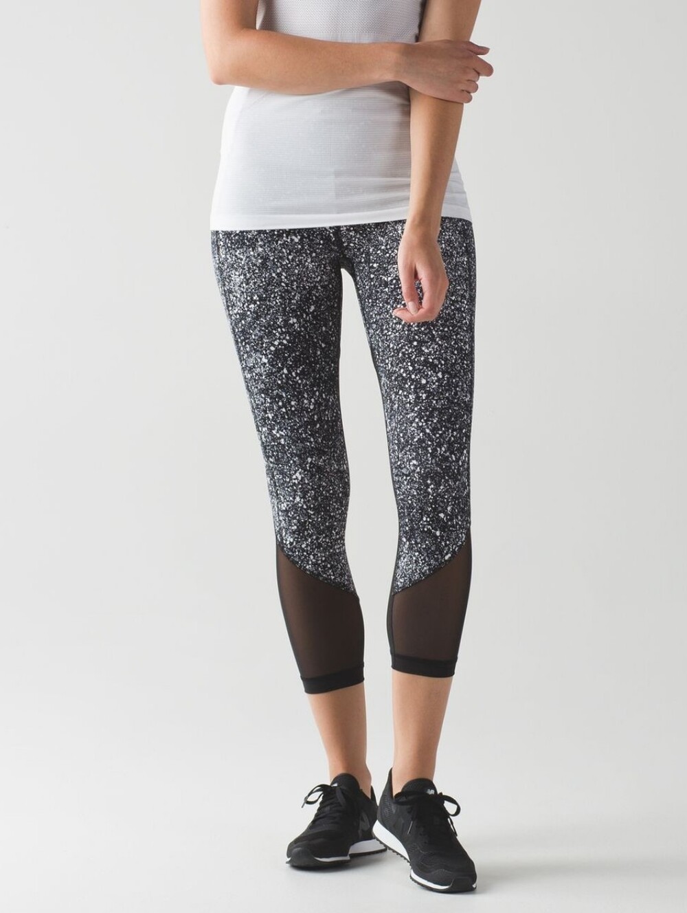 Lululemon Pace Rival Crop (Marathon) Splatter White Black / Black